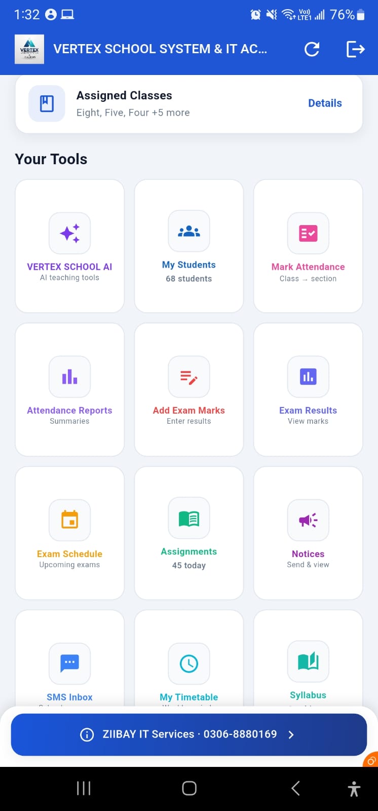 Teacher app home