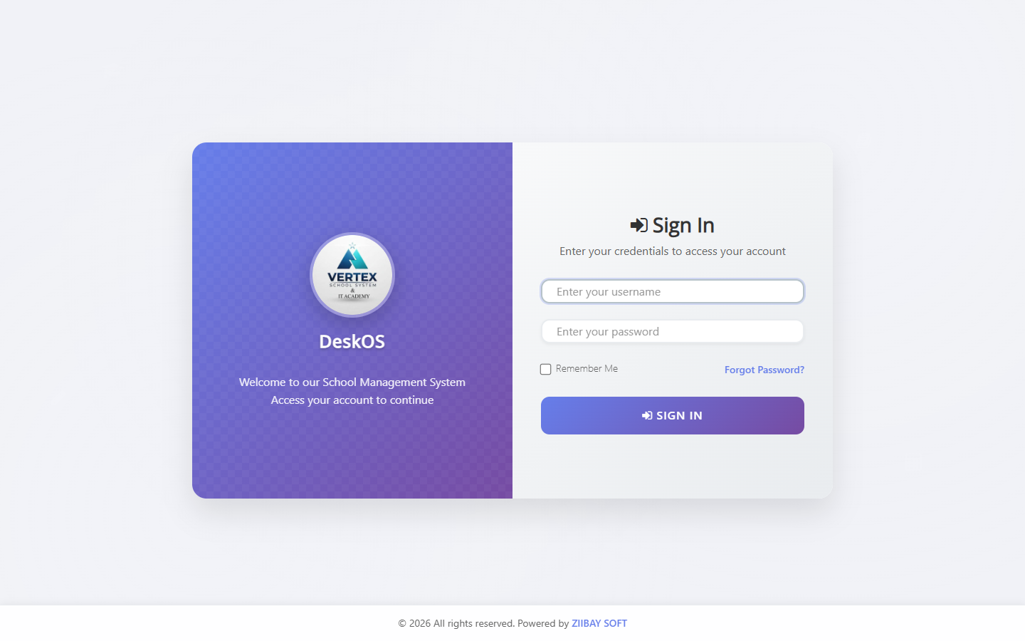 Web portal login — DeskOS