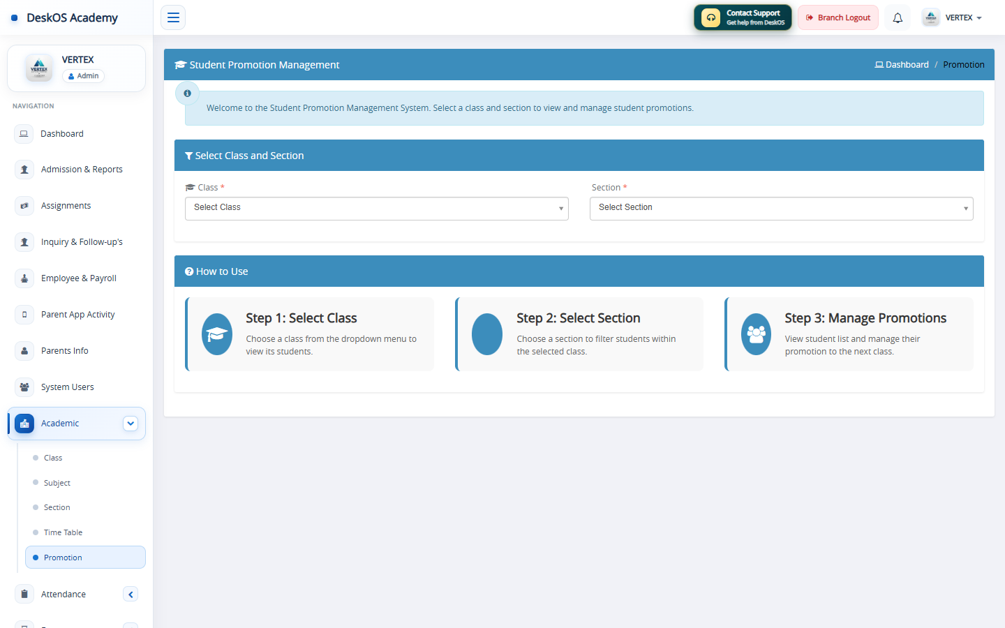 Student Promotion — DeskOS